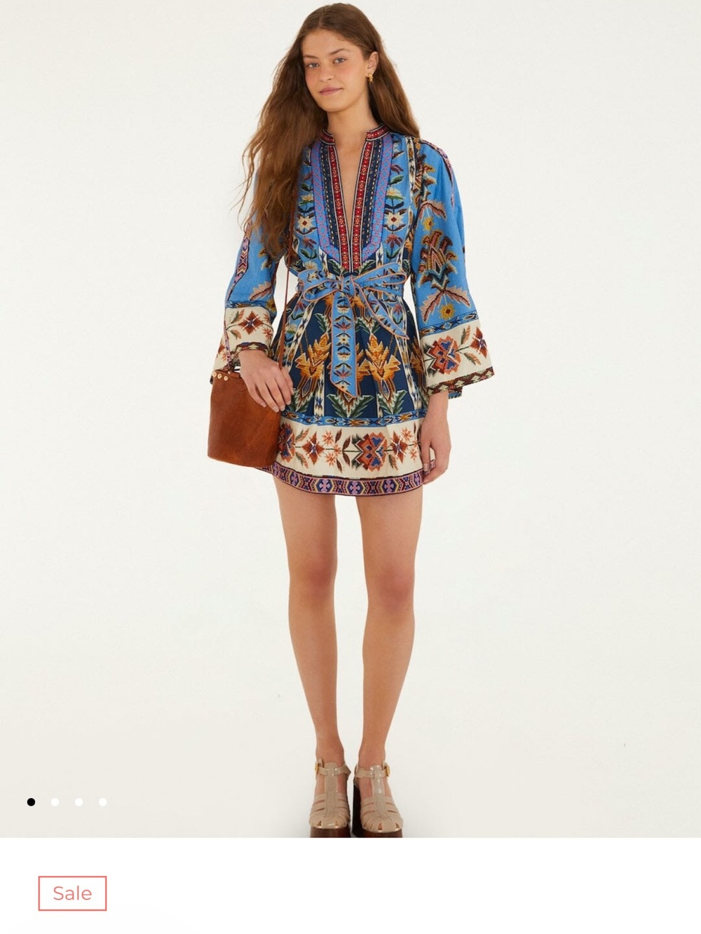 FARM Rio Bright Blue Floral Belted Mini Dress